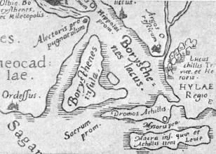 Остров Боргсфен на карте А. Ортелип 1590 г.
